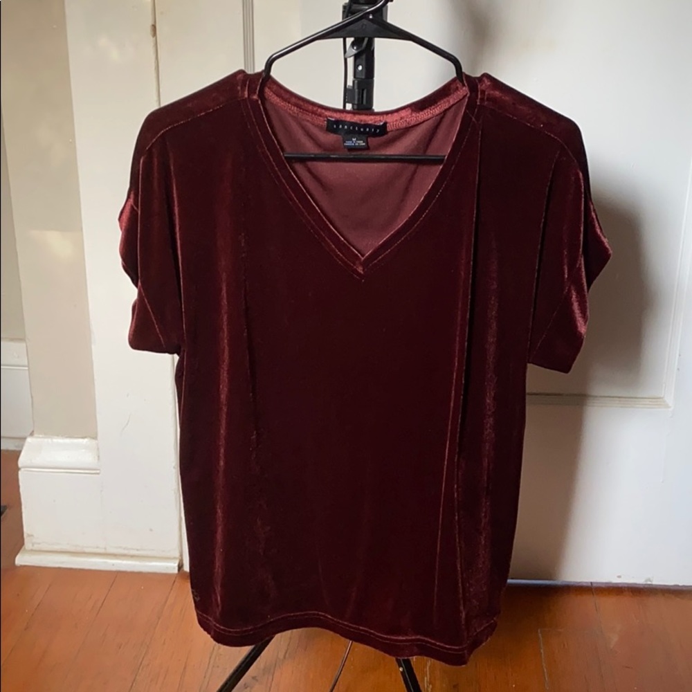 Burgundy Velvet Blouse, Medium